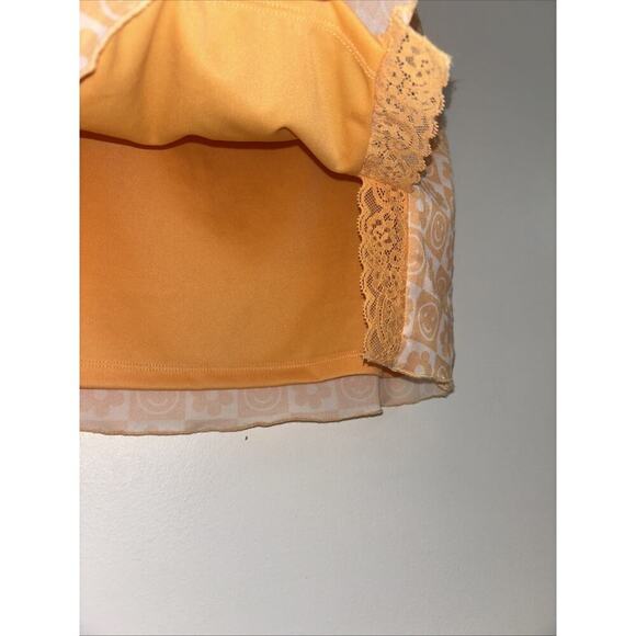 NWT Forever 21 Women's Skirt Orange Sz Lg Checkers smileys Boho Indie Spring Fun - Picture 3 of 5